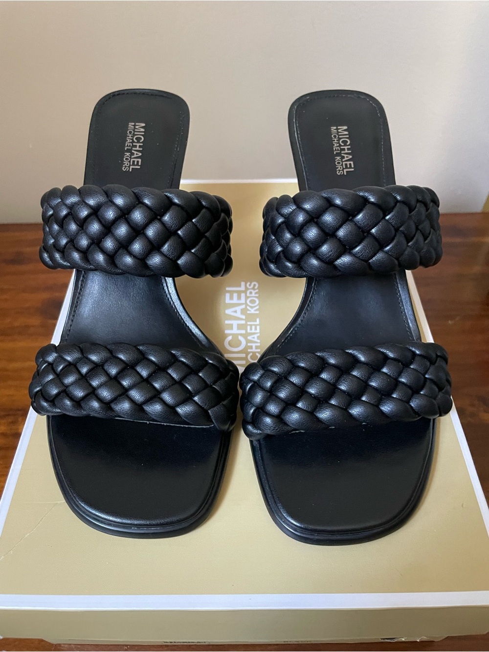 Michael Kors Amelia Black Braided Mules